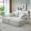 Set of 2 Corduroy Chaise Lounge Chairs, Oversized Sleeper Sofa with Cupholder, Modern Loveseat for Bedroom or Living Room – The Pop Home - 2 of 4