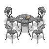 5-Piece Patio Set: Round Table & 4 Chairs - Cast Aluminum, All-Weather/Umbrella Hole & Adjustable Legs for Balcony/Backyard - 3 of 4