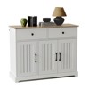Sideboard Buffet Cabinet with Storage, Wooden Kitchen Storage Cabinet with Adjustable Shelf, Drawers & Barn Doors, Coffee Bar Table - 3 of 4
