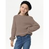 Girls Pullover Sweater Cable Knit Soft Comfy Sweater for Girls Crew Neck Sweater Puff Sleeve Ribbed Knit Cuff - 3 of 4
