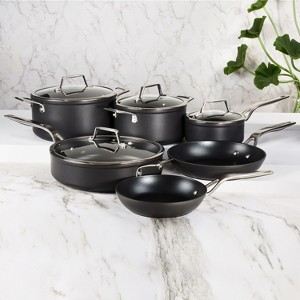 BergHOFF Essentials 10Pc Non-stick Hard Anodized Cookware Set With Glass lid, Black - 1 of 4