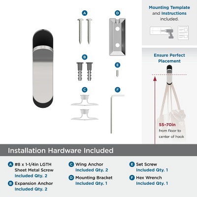 Matte Black and Chrome Single Prong Decorative Wall Hook