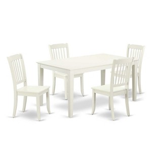 Rectangular Dining Set 5 Piece - 60 Inch Table & 4 Chairs - Modern Farmhouse Style - 1 of 4