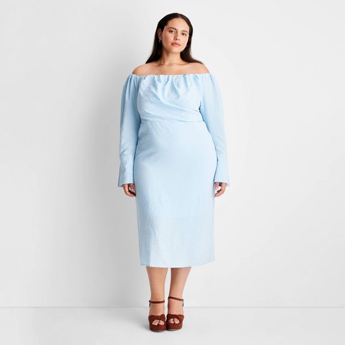 Women's Off the Shoulder Long Sleeve Midi Dress - Future Collective™ with  Reese Blutstein Blue 22