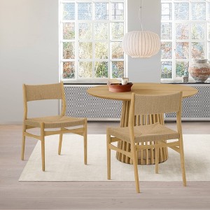 Armen Living Set of 2 Erie Woven Paper Cord and Wood Dining Chairs - 1 of 4