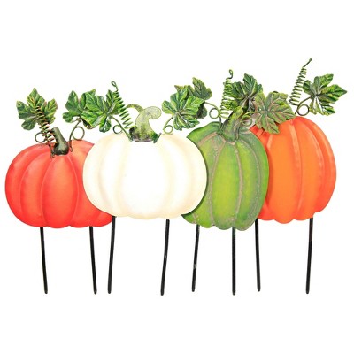 Home & Garden 10.25" 4 Multi. Colored Pumpkins Out Door Fall Direct Designs International  -  Decorative Garden Stakes