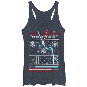 Women's Star Wars Ugly Christmas Duel Racerback Tank Top - 1 of 3