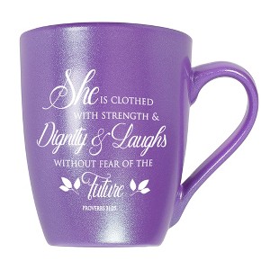 Elanze Designs She Is Clothed With Strength Dignity Proverbs 31 Passion Purple 10 ounce New Bone China Coffee Cup Mug - 1 of 4