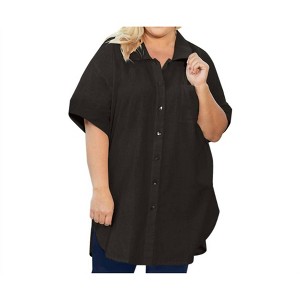 Women's Cotton Collar Short Sleeve Kendall Tunic - Plus - On The Plus Side - 1 of 3