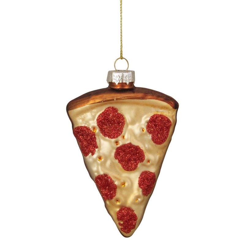 Northlight 4" Pepperoni Pizza Slice Glass Christmas Ornament, 1 of 6