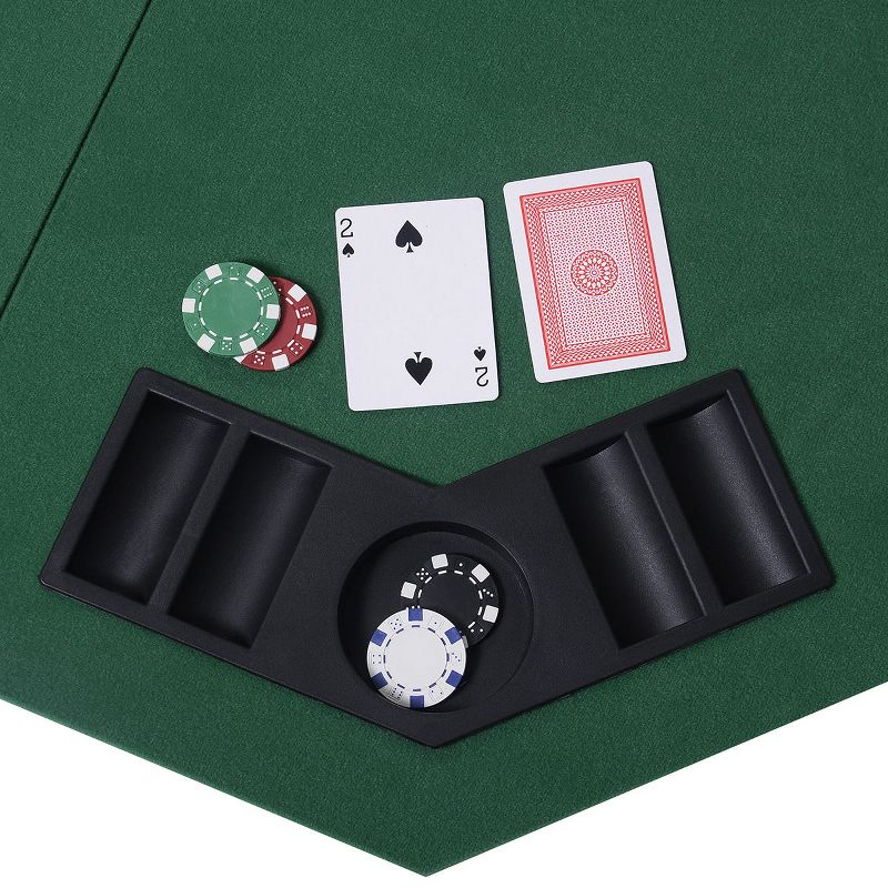 Costway 48" Green Octagon 8 Player Four Fold Folding Poker Table Top & Carrying Case, 3 of 8