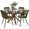 Oliver+Edwin 5-Piece Round Clear Glass Dining Table Set for 4, Dining Room Set with 4 Upholstered Chairs Walnut Legs -Maison Boucle - 2 of 4