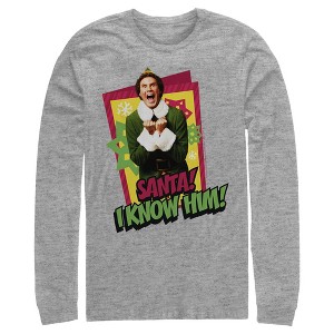 Men's Elf Santa I Know Him Quote Long Sleeve Shirt - 1 of 4