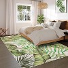 Modern Colorful Leaf Printed Runner Rug, Low Pile Stain-Resistant Carpet with Non-Slip Backing, Floor Cover for Kitchen, Hallway, Entryway - 3 of 4
