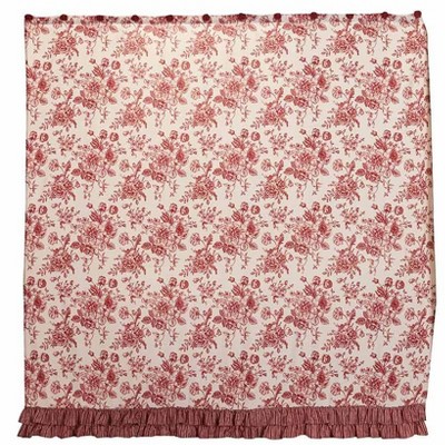 Traditional Red Floral Polyester Blackout Shower Curtain