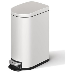 Slim Stainless Steel Trash Can 10L - Space-Saving Rectangular Design, Removable Inner Bucket, Soft-Close Lid - For Kitchen, Bathroom and Office - 1 of 4