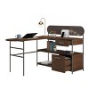 Vynxaria L-Shaped Desk - Brown Finish, Reversible Return, Storage Drawer (Metal Runners), Letter-Size File Drawer, Metal Frame, Cable Management - 2 of 4