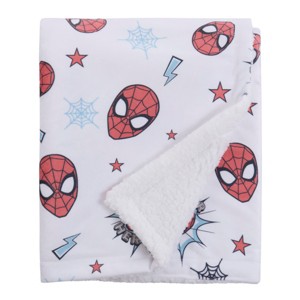 NoJo Marvel Spider-Man Super Hero Plush Cuddly Plush Baby Blanket, Red, Gray, White - 1 of 4