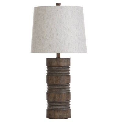 Tipton Farmhouse Roanoke Ribbed Column Molded Table Lamp with Heathered Oatmeal Fabric Shade - StyleCraft