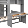 PAGED Simple Wooden Bunk Bed Loft Bed with Desk, Twin over Full Bed Frame with Storage Shelves, Ladder and Guardrail for Kids, Teens, Adults - 3 of 4
