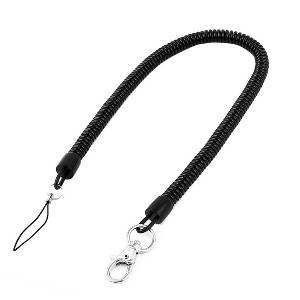 Unique Bargains Lobster Clasp Coiled Strap Rope Lanyard Keyring Key Holder Black 18.1" Length - 1 of 4