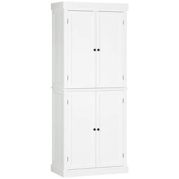Extra Large Storage Cabinet White Wood Tall 2 Doors Shelves Home Office  Kitchen