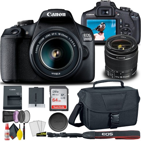 Canon Eos 4000d Rebel T100 Dslr Camera Advanced Kit Includes Ef-s 18-55mm  Zoom Lens Sandisk 128gb Card Filter Kit & More - Manufacturer Refurbished :  Target
