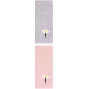 REGALWOVEN 2 Pack Cotton Floral Embroidered Soft Absorbent Bathroom Hand Towels 13" x 30" - 1 of 4
