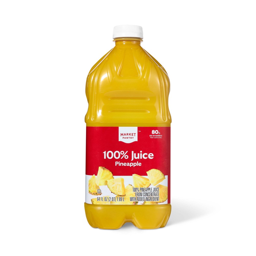 Unsweetened Pineapple Juice - 64 fl oz Bottle Market Pantry™