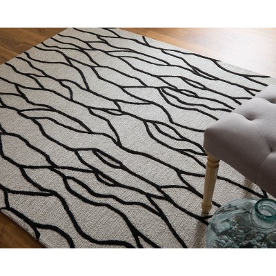 Hand-Tufted Black and Taupe Wool Rectangular Area Rug