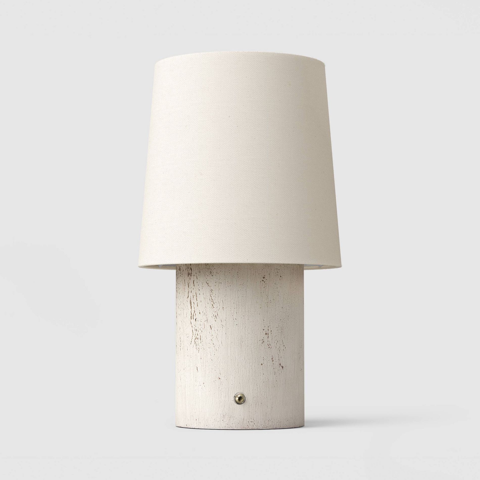 Faux Wood Portable Table Lamp White (Includes LED Light Bulb) - Threshold™
