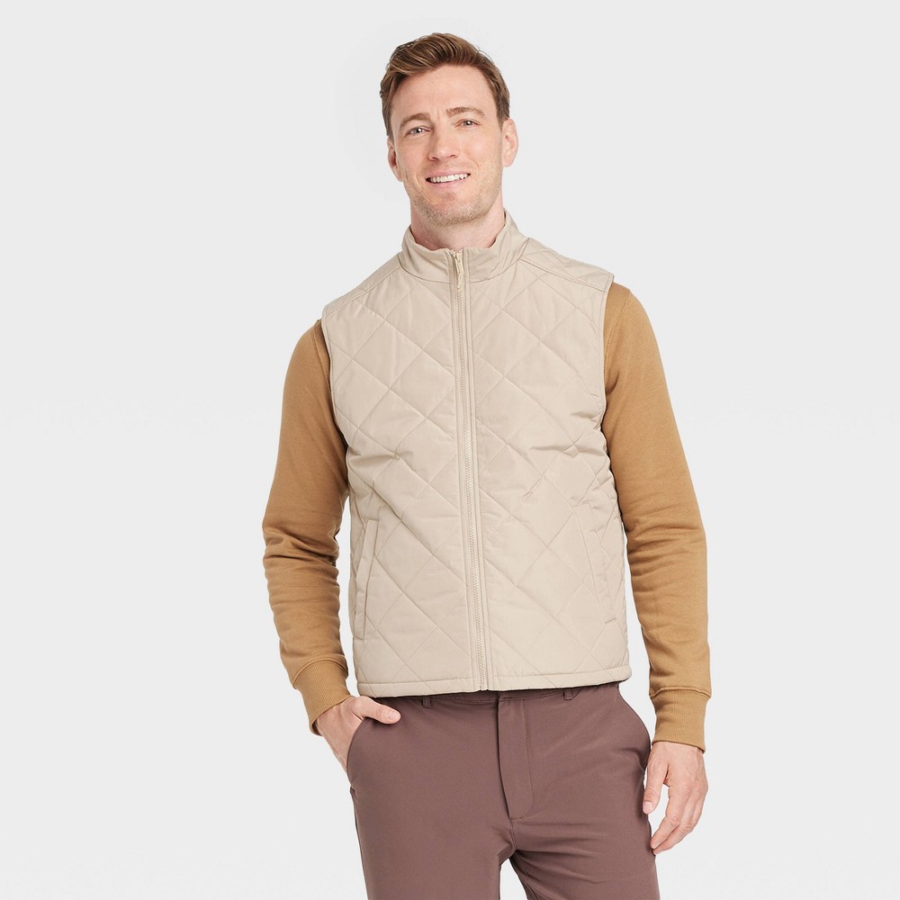 Men's Midweight Puffer Sleeveless Jacket - Goodfellow & Co™ Tan L