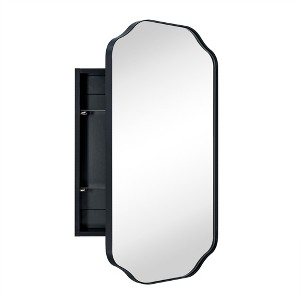 TEHOME 18 in. W. x 29 in.Arched Metal Rectangular Surface Mount Medicine Cabinet with Mirror in Matt Black - 1 of 4