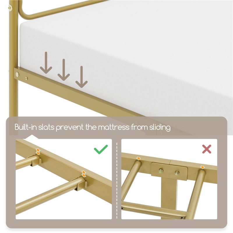 Yaheetech Modern Metal Platform Bed with Geometric Patterned Headboard, 6 of 12