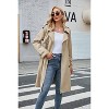 Women's Double Breasted Long Trench Coat Windproof Classic Lapel Slim Overcoat with Belt - 3 of 4