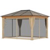 Outsunny 10' x 12' Hardtop Polycarbonate Gazebo Canopy, Aluminum Frame Pergola with Top Vent, Netting & Sidewalls for Garden, Patio, Khaki - 4 of 4