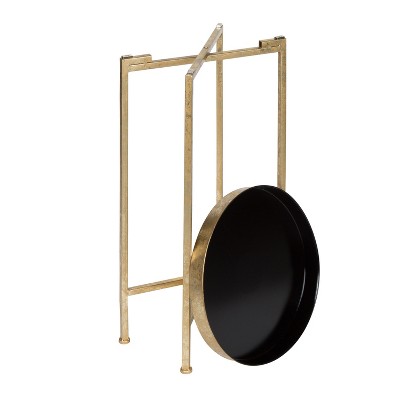 Celia Black and Gold Round Metal Foldable Tray Table