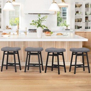 Arceso Counter Height Bar Stools Set, Barstools with Thick Faux Leather Saddle Seat & Heavy Duty Metal Legs,24Inch Kitchen Counter Stools - 1 of 4