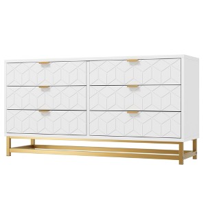 6 Drawer Dresser for Bedroom, 53.5” Large Dresser with Metal Legs, Modern Dresser Chest Organizer with Wide Storage, Chest of Drawers for Bedroom - 1 of 4