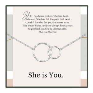 HOPE LOVE SHINE She Is You Strength Gifts for Women Necklace Gold / sterling silver 2 Rings 18" - 1 of 4