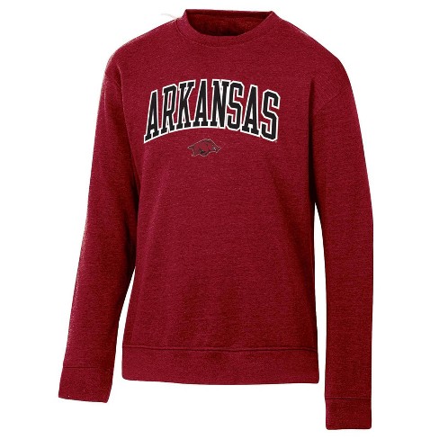 NCAA Arkansas Razorbacks Men s Heathered Crew Neck Fleece Sweatshirt S