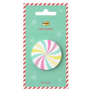 Post-it Jingle Notes Peppermint Candy 1.8"x1.8" Holiday Sticky Note Pad 50 Sheets - 1 of 4