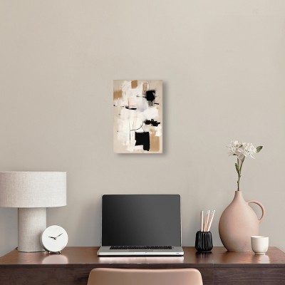 Dreamy II Boho Abstract Black and Beige Canvas Wall Art, 10" x 15"