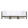 Christopher Knight Home Malcolm Outdoor 5 Seater Acacia Wood Sectional Sofa Set with Coffee Table and Cushions - 4 of 4