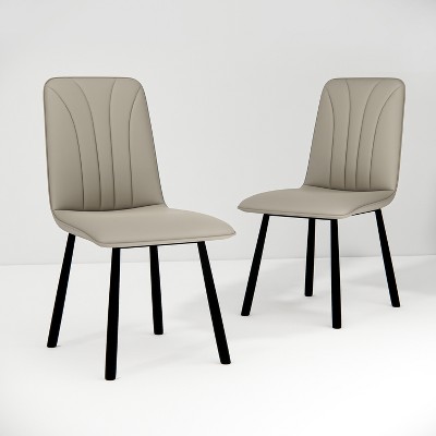 ATJafurn Faux Leather Upholstered Dining Chairs Side Chairs with Carbon Steel Legs