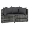 VidaXL 3 Piece Patio Lounge Set with Cushions Gray Poly Rattan - 3 of 4
