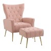 CAVINAS Modern Accent Chair with Ottoman,Velvet Armchair Set with Sinuous Spring Support,Lounge Chair for Living Room & Apartment - 3 of 4