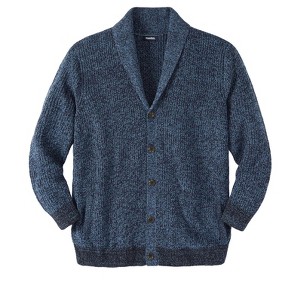 KingSize Men's Big & Tall Shaker Knit Shawl-Collar Cardigan Sweater - 1 of 4