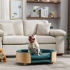 Bulldog Large Dog Beds With Removable Washable Cover, Velvet Cushion With Solid Wood legs and Bent Wood Back-The Pop Home - 4 of 4