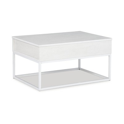 White Rectangular Wood and Metal Lift-Top Coffee Table